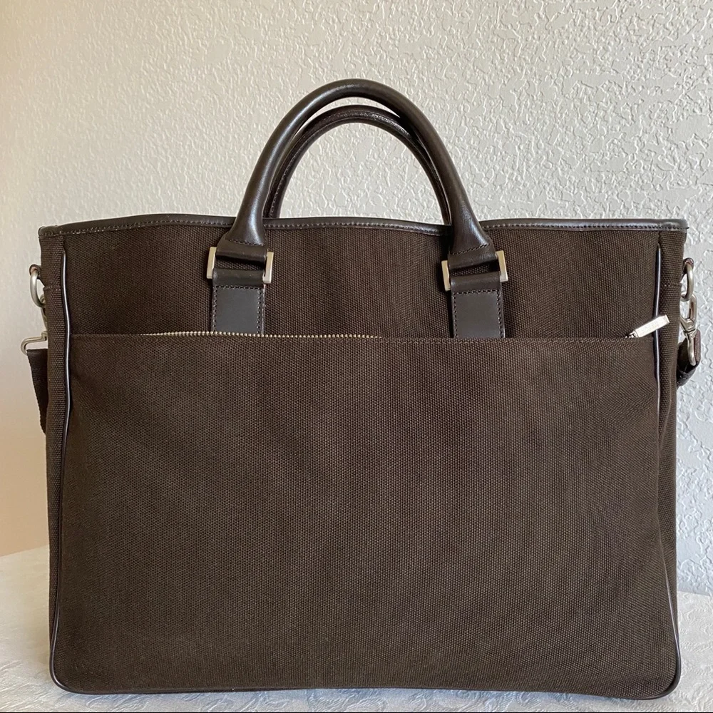 Burberry brown canvas laptop briefcase